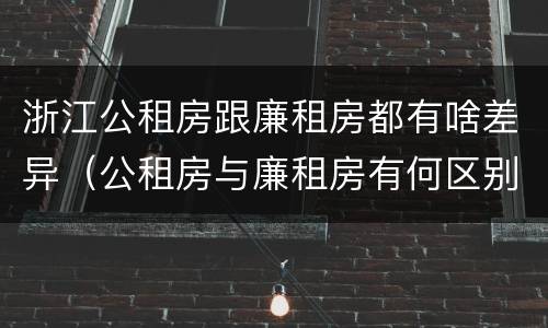 浙江公租房跟廉租房都有啥差异（公租房与廉租房有何区别）