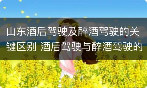 山东酒后驾驶及醉酒驾驶的关键区别 酒后驾驶与醉酒驾驶的区别