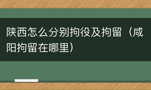 陕西怎么分别拘役及拘留（咸阳拘留在哪里）