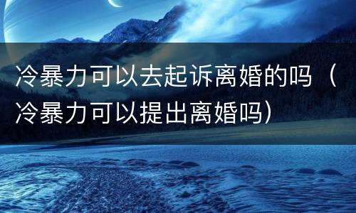 冷暴力可以去起诉离婚的吗（冷暴力可以提出离婚吗）
