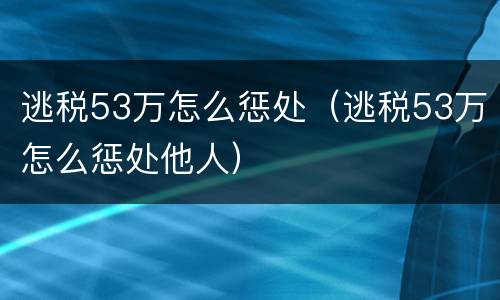 逃税53万怎么惩处（逃税53万怎么惩处他人）