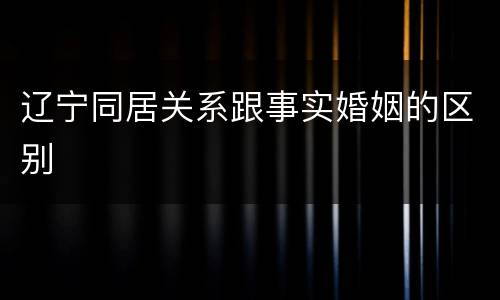 辽宁同居关系跟事实婚姻的区别