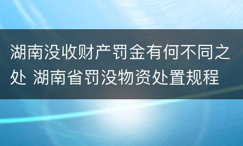 湖南没收财产罚金有何不同之处 湖南省罚没物资处置规程
