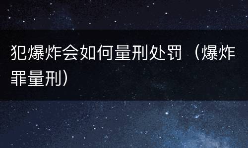 犯爆炸会如何量刑处罚（爆炸罪量刑）