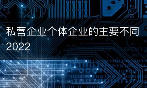 私营企业个体企业的主要不同2022