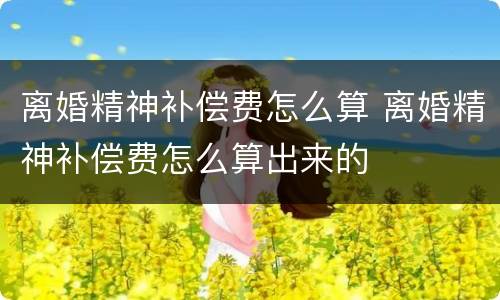 离婚精神补偿费怎么算 离婚精神补偿费怎么算出来的
