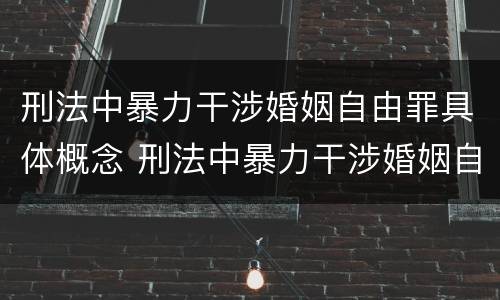 刑法中暴力干涉婚姻自由罪具体概念 刑法中暴力干涉婚姻自由罪具体概念是