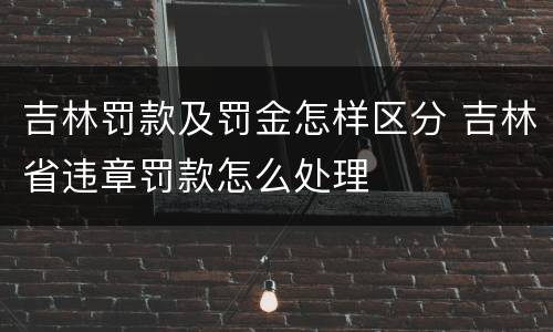 吉林罚款及罚金怎样区分 吉林省违章罚款怎么处理