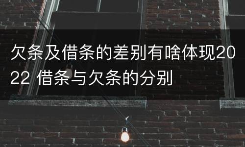 欠条及借条的差别有啥体现2022 借条与欠条的分别