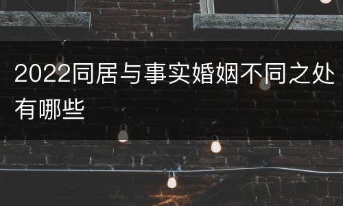 2022同居与事实婚姻不同之处有哪些