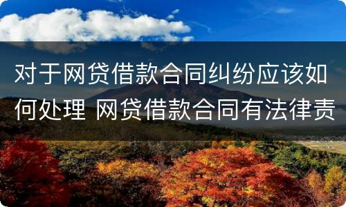 对于网贷借款合同纠纷应该如何处理 网贷借款合同有法律责任吗