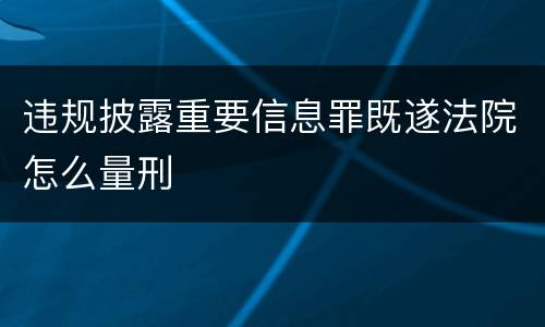 违规披露重要信息罪既遂法院怎么量刑
