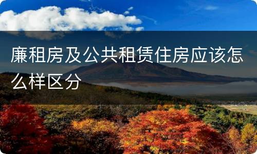廉租房及公共租赁住房应该怎么样区分