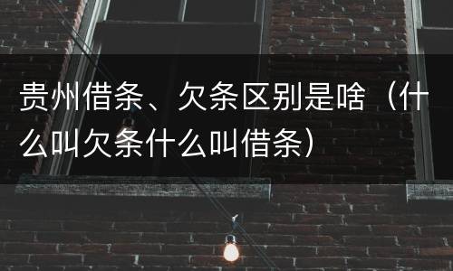 贵州借条、欠条区别是啥（什么叫欠条什么叫借条）