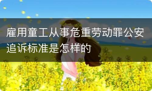雇用童工从事危重劳动罪公安追诉标准是怎样的