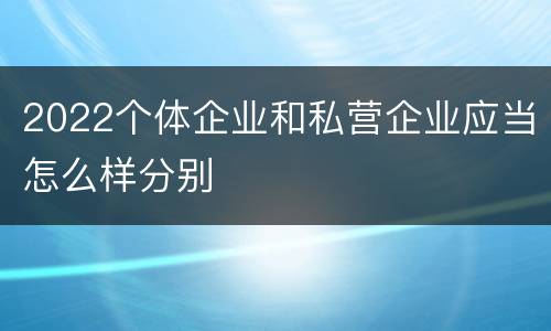 2022个体企业和私营企业应当怎么样分别