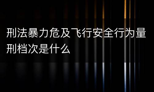刑法暴力危及飞行安全行为量刑档次是什么
