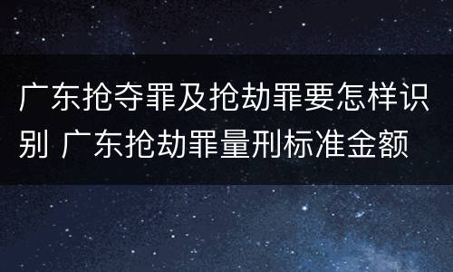 广东抢夺罪及抢劫罪要怎样识别 广东抢劫罪量刑标准金额