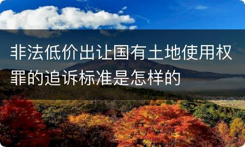 非法低价出让国有土地使用权罪的追诉标准是怎样的
