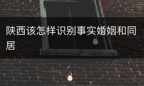 陕西该怎样识别事实婚姻和同居