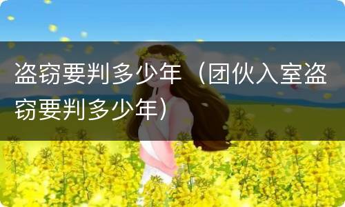 盗窃要判多少年（团伙入室盗窃要判多少年）