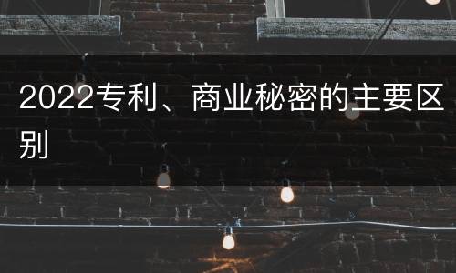 2022专利、商业秘密的主要区别