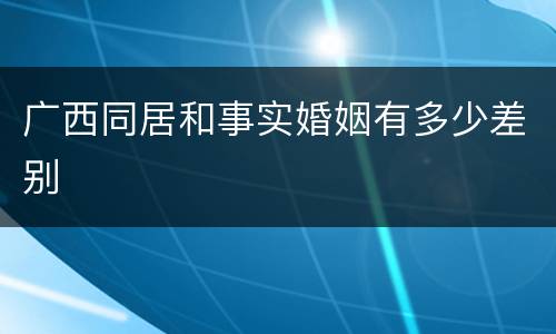 广西同居和事实婚姻有多少差别
