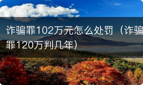 诈骗罪102万元怎么处罚（诈骗罪120万判几年）