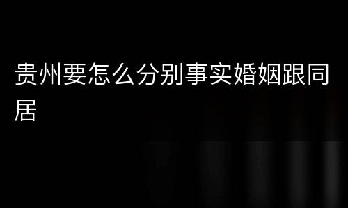 贵州要怎么分别事实婚姻跟同居