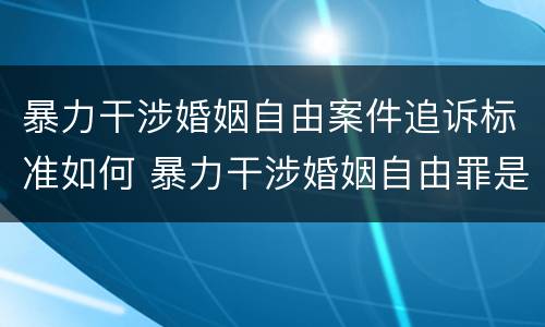 暴力干涉婚姻自由案件追诉标准如何 暴力干涉婚姻自由罪是自诉还是公诉