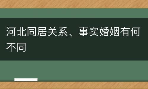 河北同居关系、事实婚姻有何不同