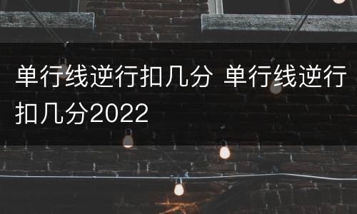 单行线逆行扣几分 单行线逆行扣几分2022