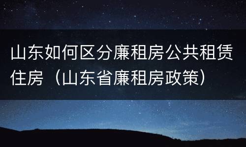 山东如何区分廉租房公共租赁住房（山东省廉租房政策）