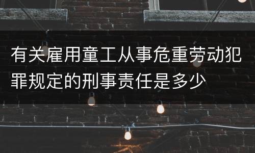 有关雇用童工从事危重劳动犯罪规定的刑事责任是多少