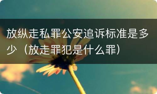 放纵走私罪公安追诉标准是多少（放走罪犯是什么罪）