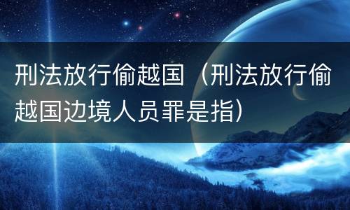刑法放行偷越国（刑法放行偷越国边境人员罪是指）