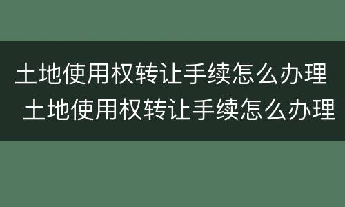 土地使用权转让手续怎么办理 土地使用权转让手续怎么办理流程