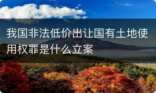 我国非法低价出让国有土地使用权罪是什么立案