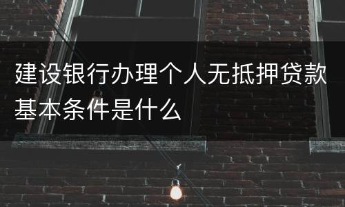建设银行办理个人无抵押贷款基本条件是什么