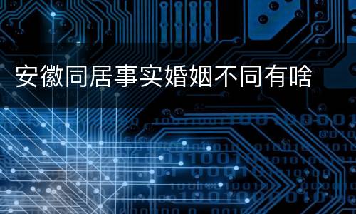安徽同居事实婚姻不同有啥