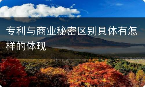 专利与商业秘密区别具体有怎样的体现