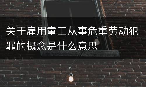 关于雇用童工从事危重劳动犯罪的概念是什么意思