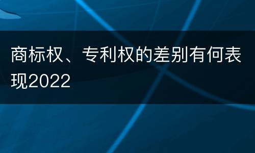 商标权、专利权的差别有何表现2022