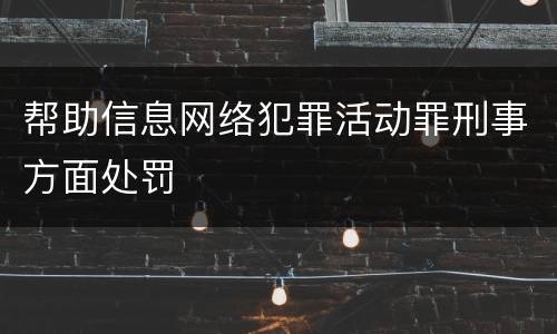 帮助信息网络犯罪活动罪刑事方面处罚
