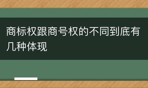 商标权跟商号权的不同到底有几种体现