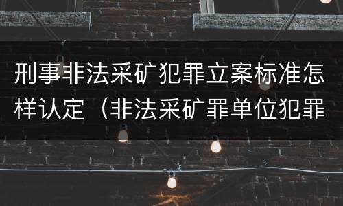 刑事非法采矿犯罪立案标准怎样认定（非法采矿罪单位犯罪立案标准）