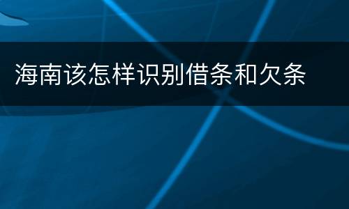 海南该怎样识别借条和欠条