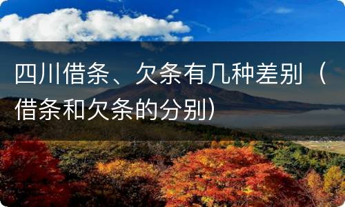 四川借条、欠条有几种差别（借条和欠条的分别）