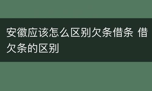 安徽应该怎么区别欠条借条 借欠条的区别
