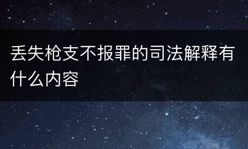 丢失枪支不报罪的司法解释有什么内容
